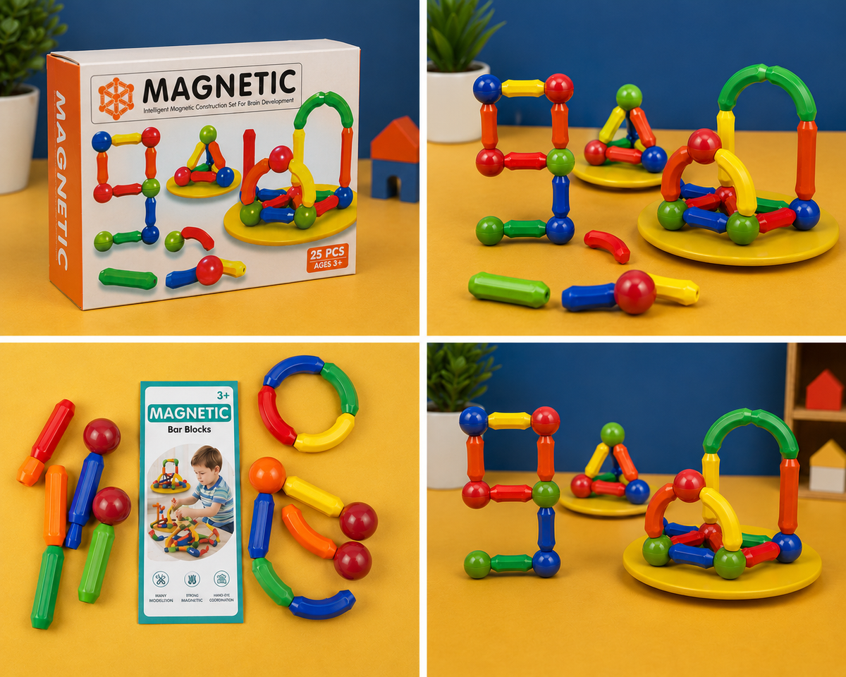25-64 Pcs Magnetic Building Sticks & Balls STEM Construction Set - Educational Toys - Toy Lane
