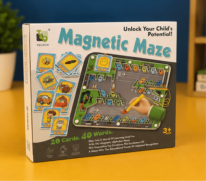 Magnetic Alphabet Maze & Word Learning Board with 20 Cards - Educational Toys - Toy Lane