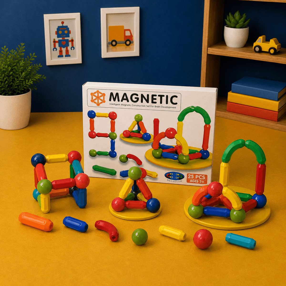25-64 Pcs Magnetic Building Sticks & Balls STEM Construction Set - Educational Toys - Toy Lane