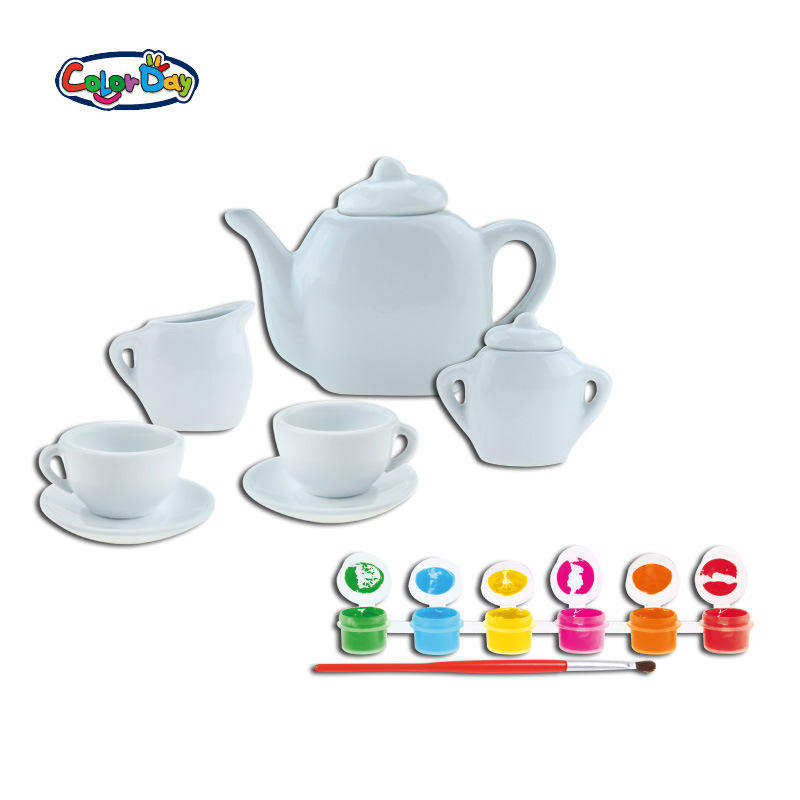 9Pcs Ceramic Tea Party Set for Painting