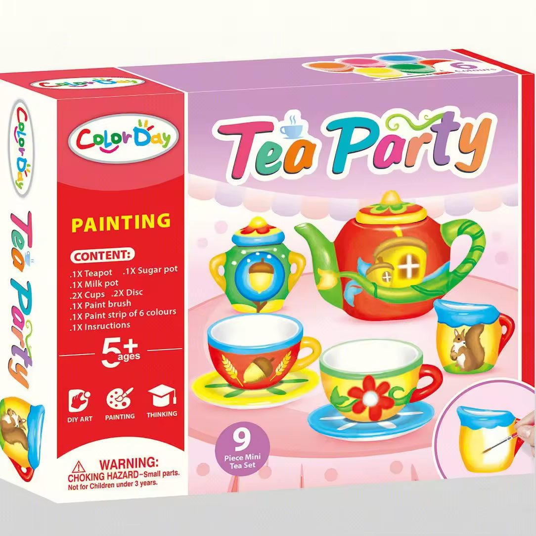 9Pcs Ceramic Tea Party Set for Painting