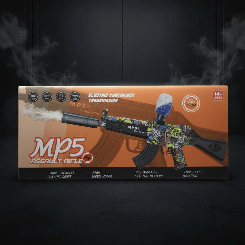 Rechargeable MP5-Style Gel Blaster with Smoke-Effect Muffler - Toy Weapons - Toy Lane