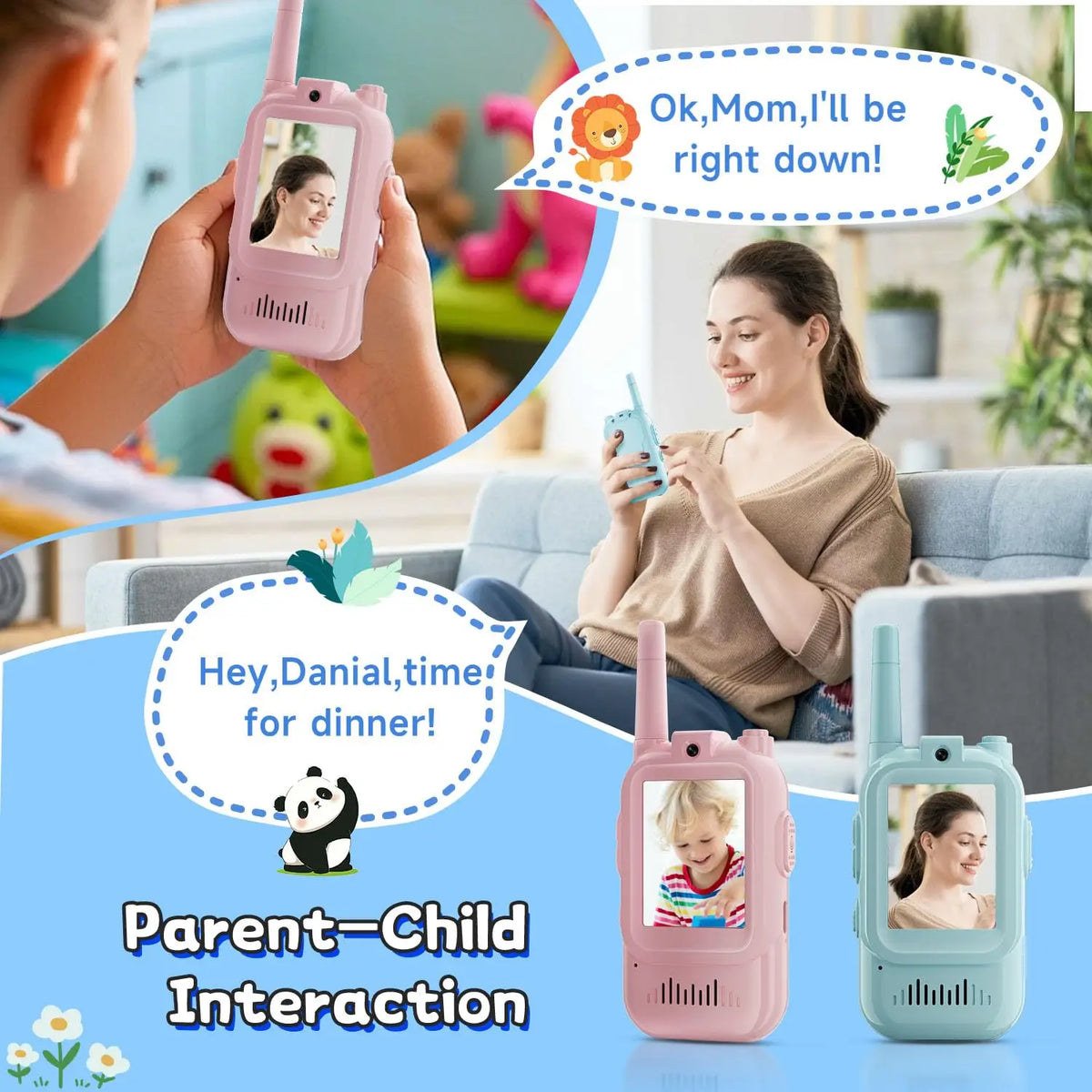2Pcs Rechargeable Kids Video Walkie Talkie Set - Kids Walkie Talkies - Toy Lane